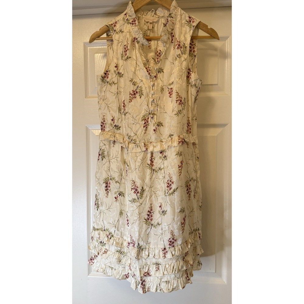 Rebecca Taylor Dress Women 0 Cream Floral Silk Blend Ruffle Tiered Mini